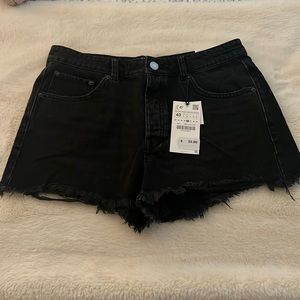 NWT Zara Black Jean Shorts Sz 8